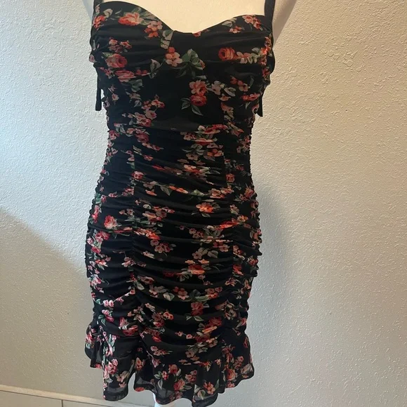 As U Wish | Dresses | As U Wish Black Floral Mini Dress | Poshmark